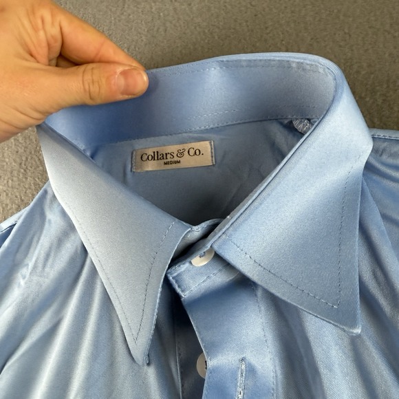 Collars and Co Shirt Men's M Blue Polo Solid Firm Collar Office Work Dress NWOT - Picture 3 of 8